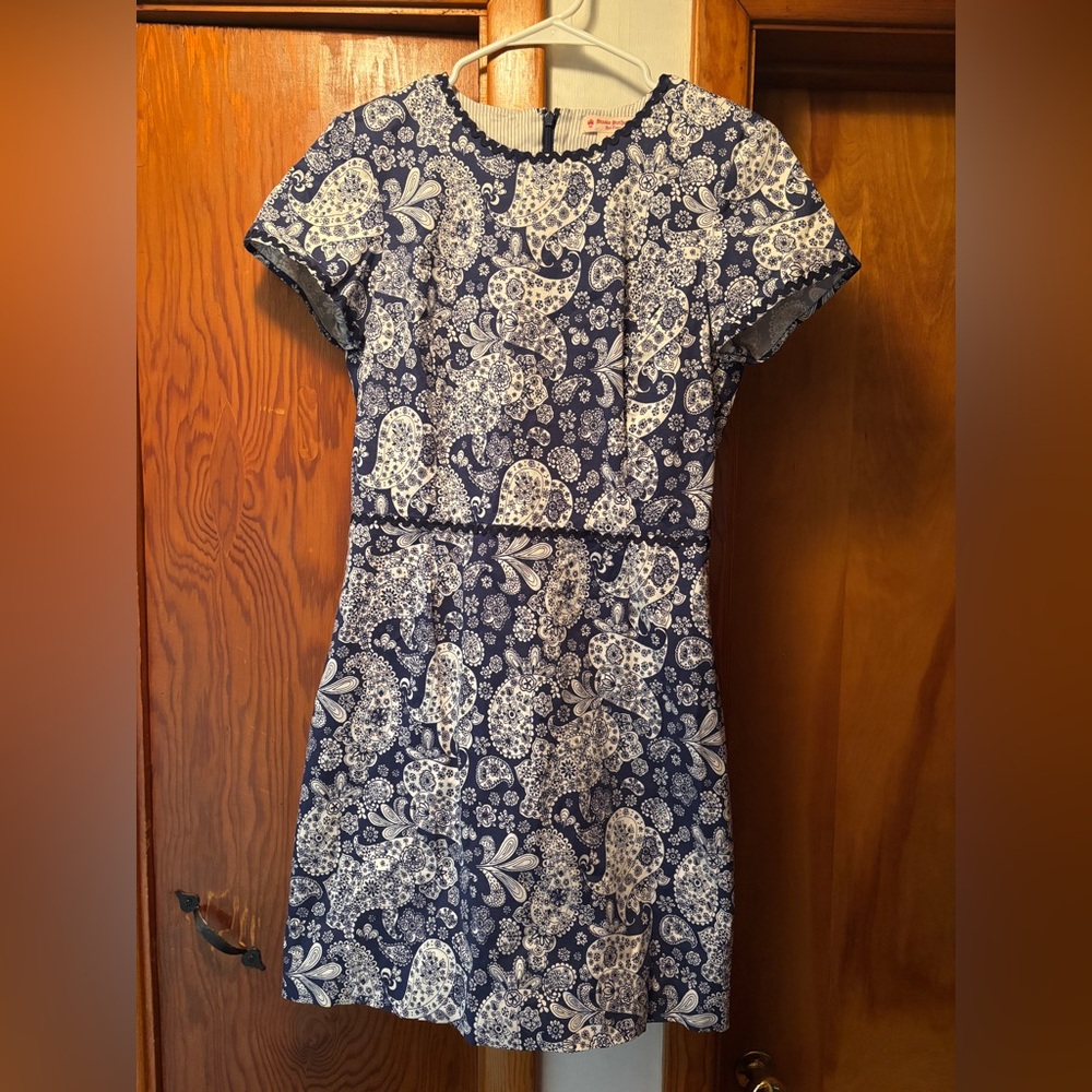 Brooks Brothers Navy and White Paisley Dress